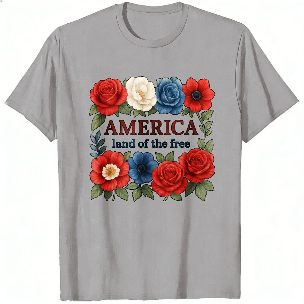 Patriotic Floral Design Classic T-Shirt America Land Of The Free