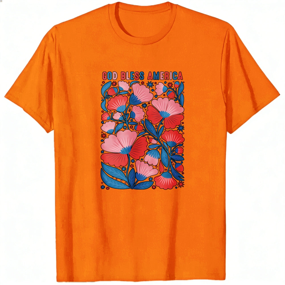Patriotic Floral Design Classic T-Shirt God Bless America