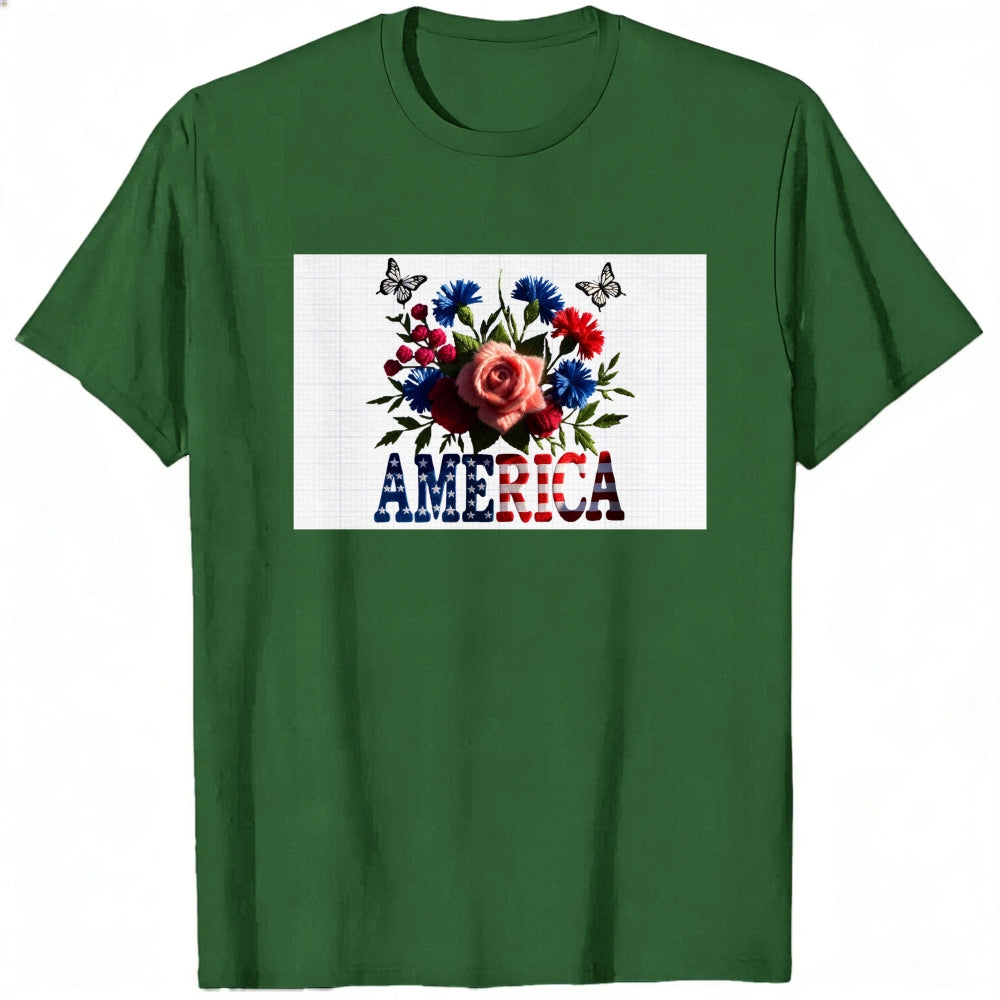 Patriotic Floral Design Classic T-Shirt America