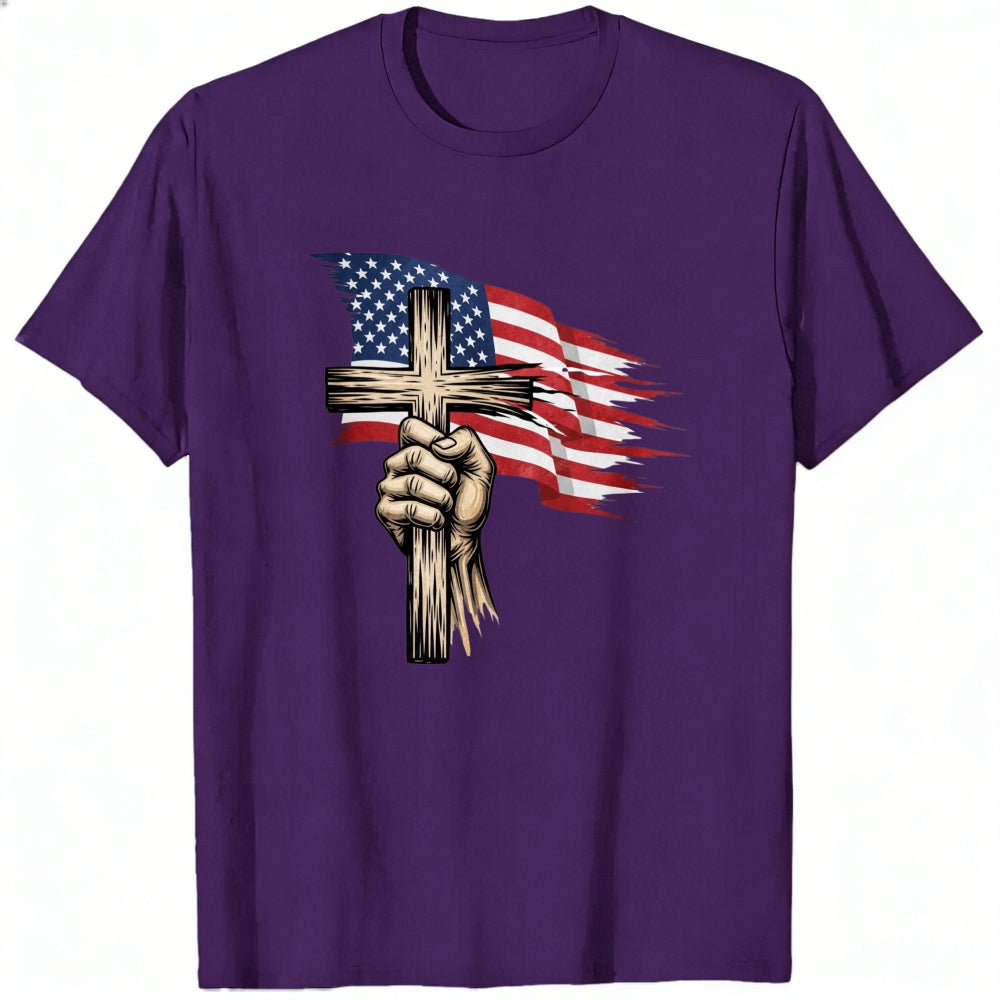 American Flag Cross Hand Classic T-Shirt