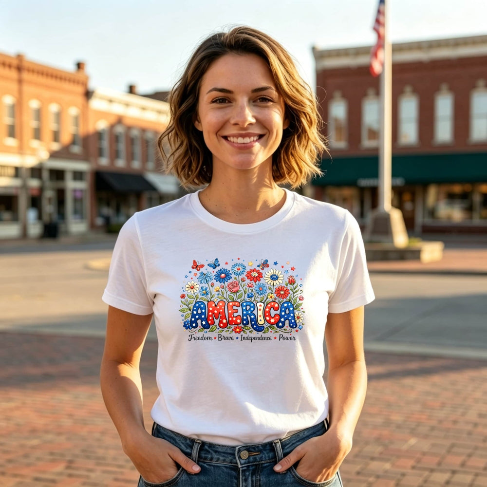 Patriotic Floral America Classic T-Shirt