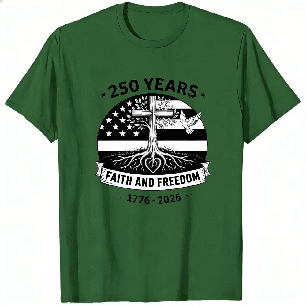 American Flag Cross Tree Faith And Freedom 250 Years Classic T-Shirt