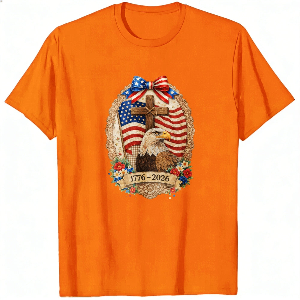 Patriotic American Eagle And Cross Classic T-Shirt 1776 2026