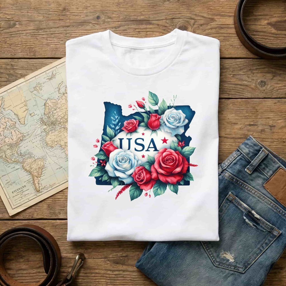Floral Usa Map Classic T-Shirt