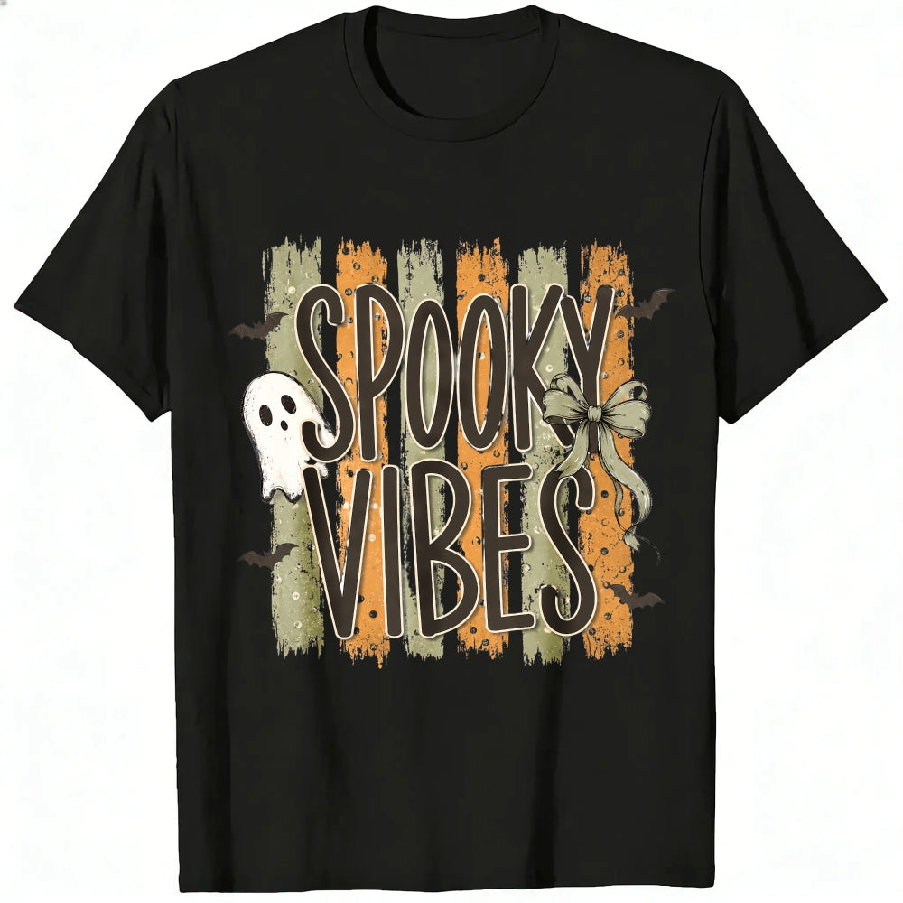 Halloween Spooky Vibes Ghost Bats Bow Classic T-Shirt