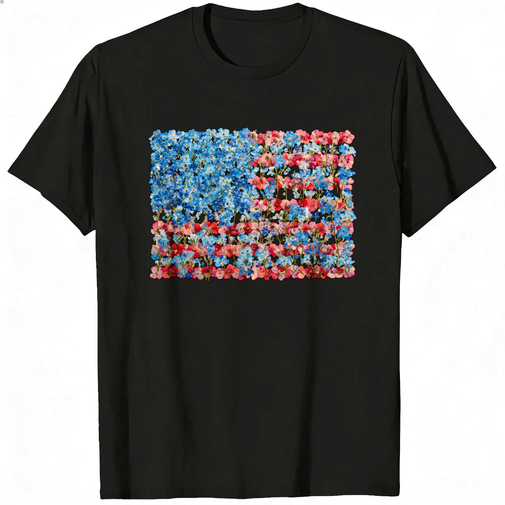 American Flag Floral Design Classic T-Shirt