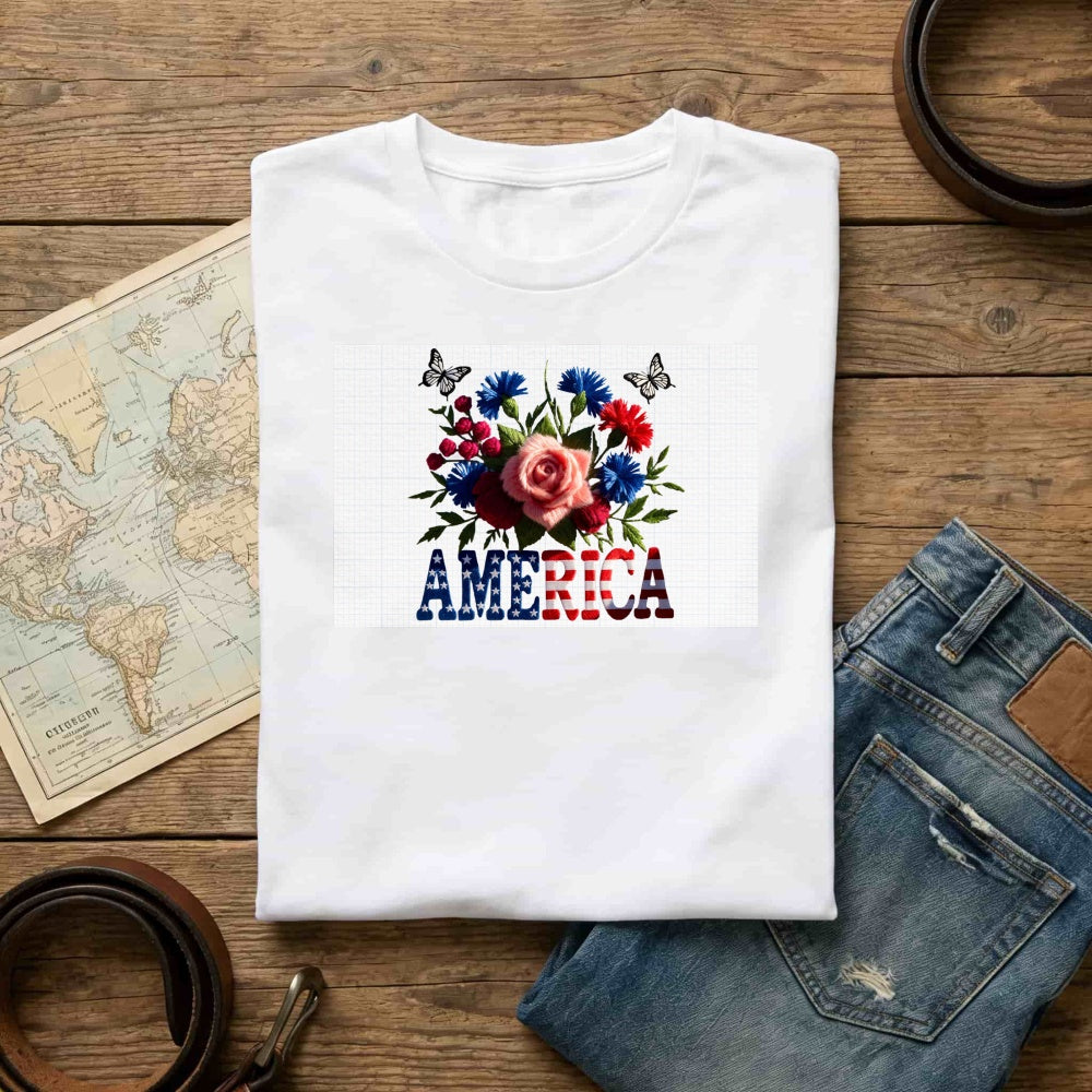 Patriotic Floral Design Classic T-Shirt America