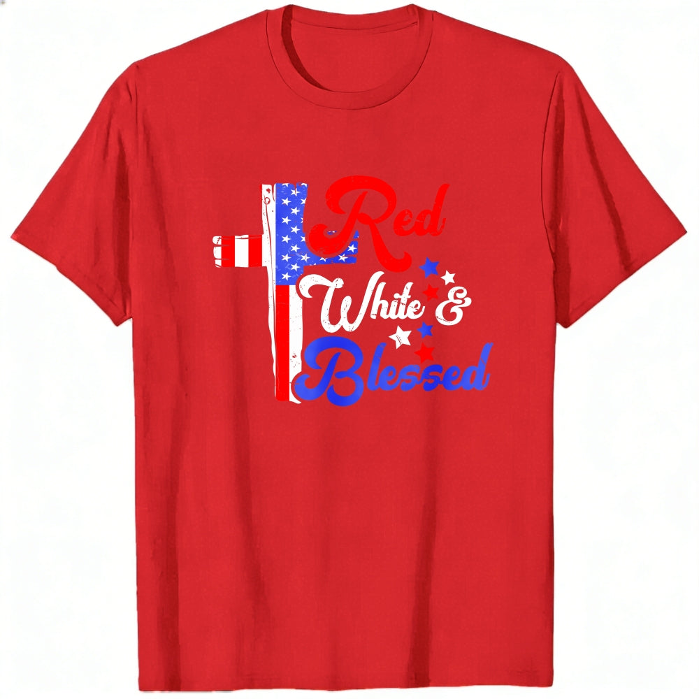 Patriotic American Flag Red White And Blessed Classic T-Shirt