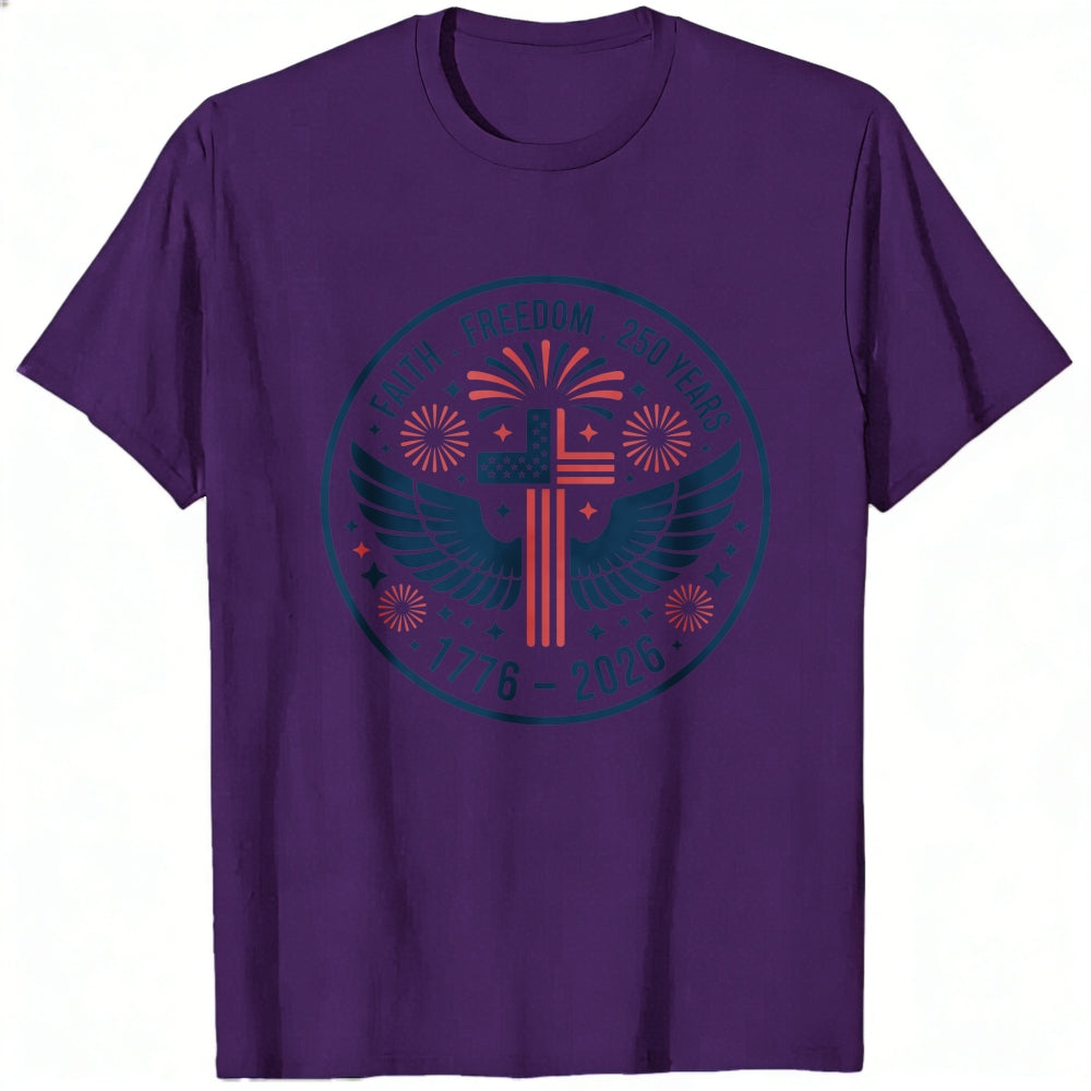 Patriotic American Eagle And Cross Classic T-Shirt Faith Freedom 250 Years 1776 2026