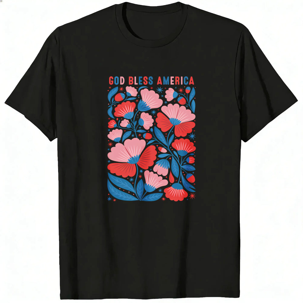 Patriotic Floral Design Classic T-Shirt God Bless America