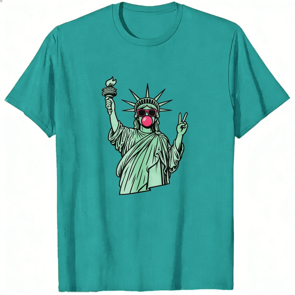 Graphic Design Classic T-Shirt Statue Of Liberty With Sunglasses And Peace Sign