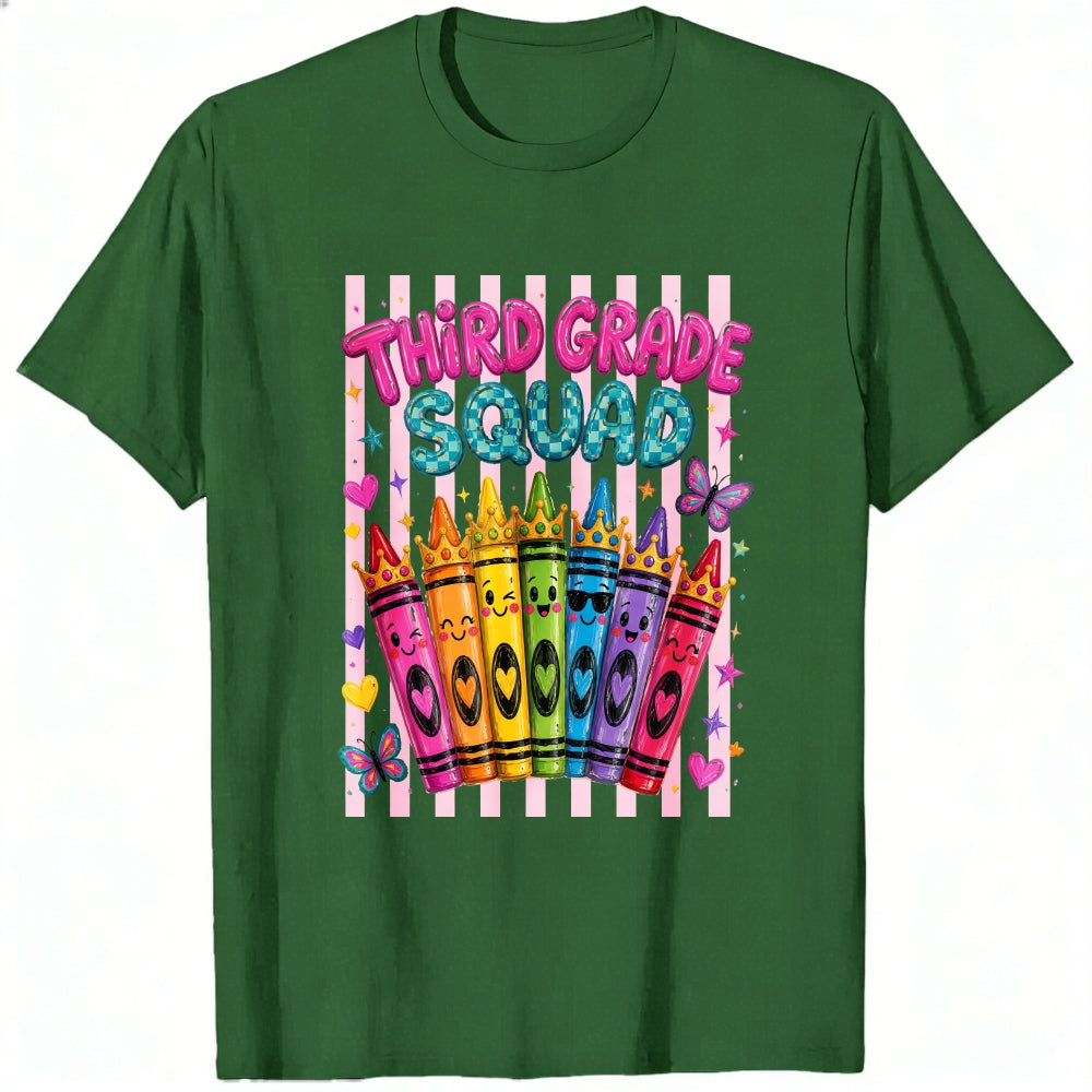Cute Kawaii Style Classic T-Shirt Third Grade Squad Rainbow Crayons