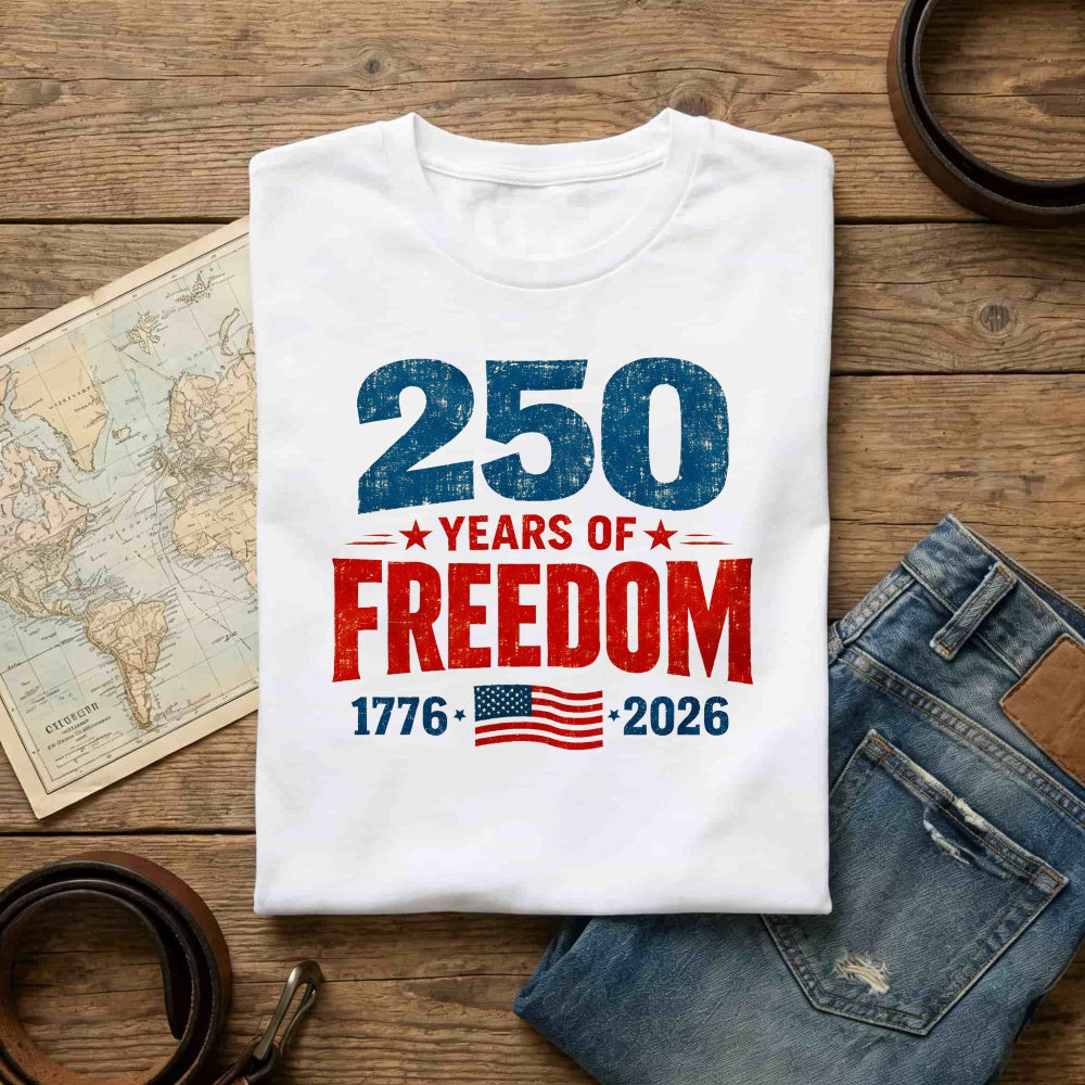 Patriotic American Independence Day 250 Years Of Freedom 1776 2026 Classic T-Shirt