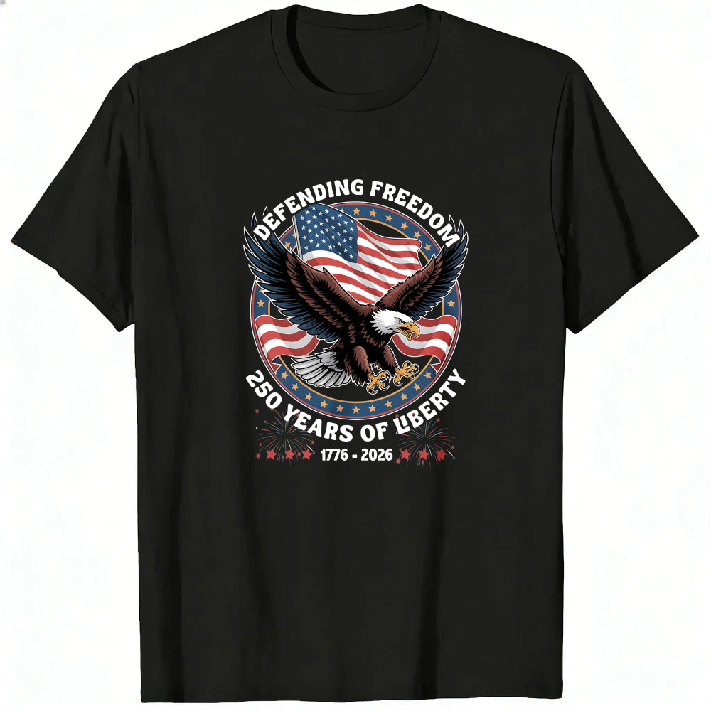 Patriotic Eagle American Flag Design Classic T-Shirt Defending Freedom 250 Years Of Liberty 1776 2026