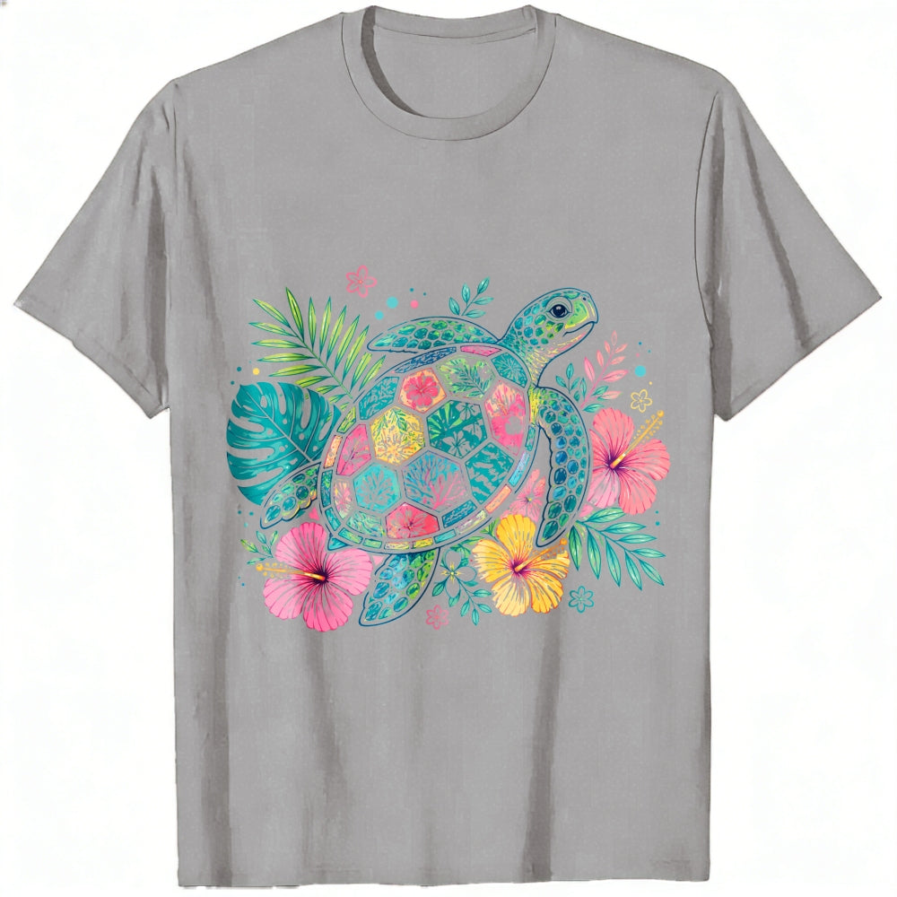 Tropical Floral Sea Turtle Classic T-Shirt
