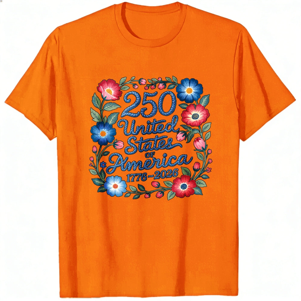 Patriotic Floral Design Classic T-Shirt 250 United States Of America 1776 2026