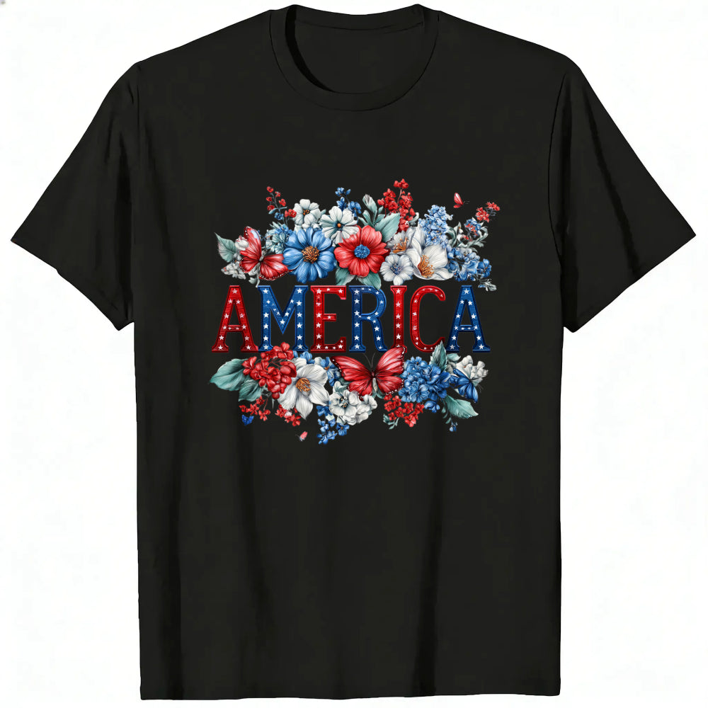Patriotic Floral Design Classic T-Shirt America
