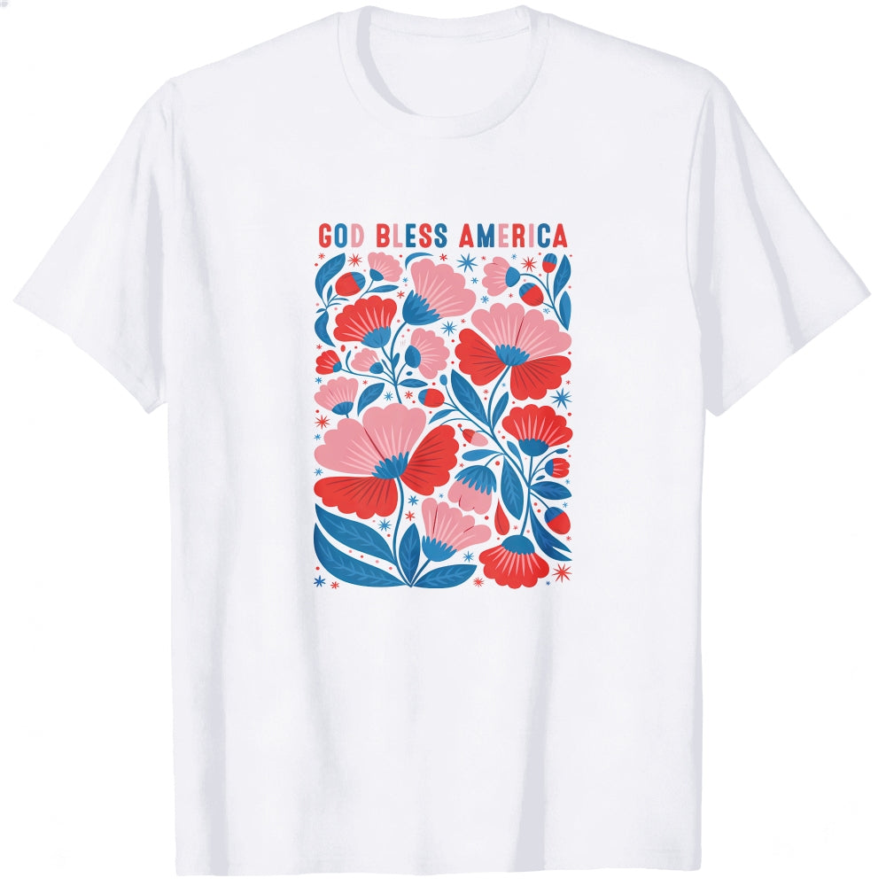 Patriotic Floral Design Classic T-Shirt God Bless America