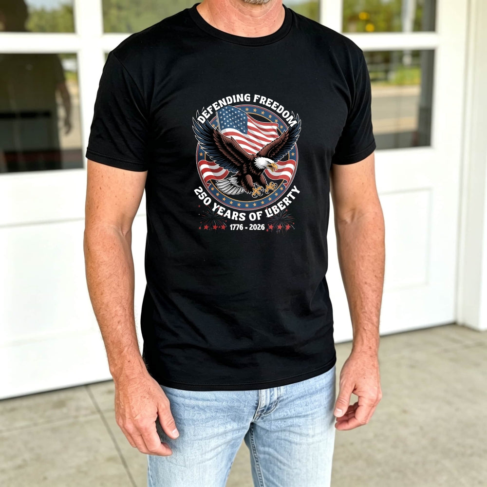 Patriotic Eagle American Flag Design Classic T-Shirt Defending Freedom 250 Years Of Liberty 1776 2026