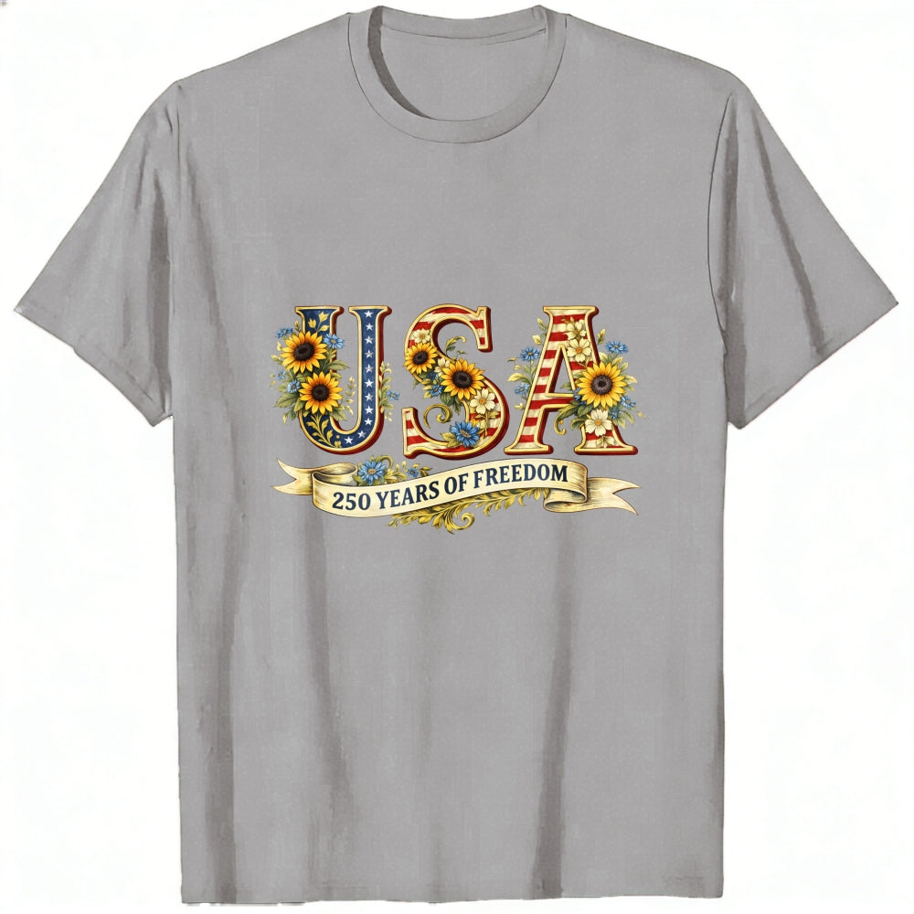 Patriotic Floral Usa 250 Years Of Freedom Classic T-Shirt