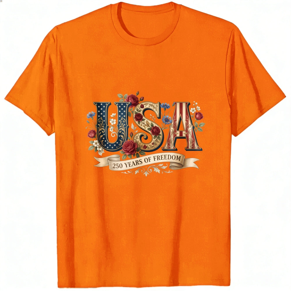 Patriotic Floral Usa 250 Years Of Freedom Classic T-Shirt