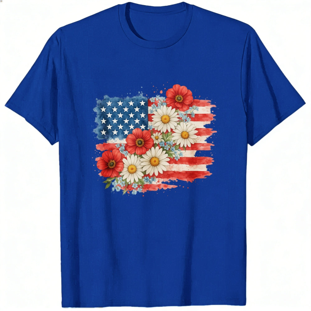 American Flag Floral Design Classic T-Shirt