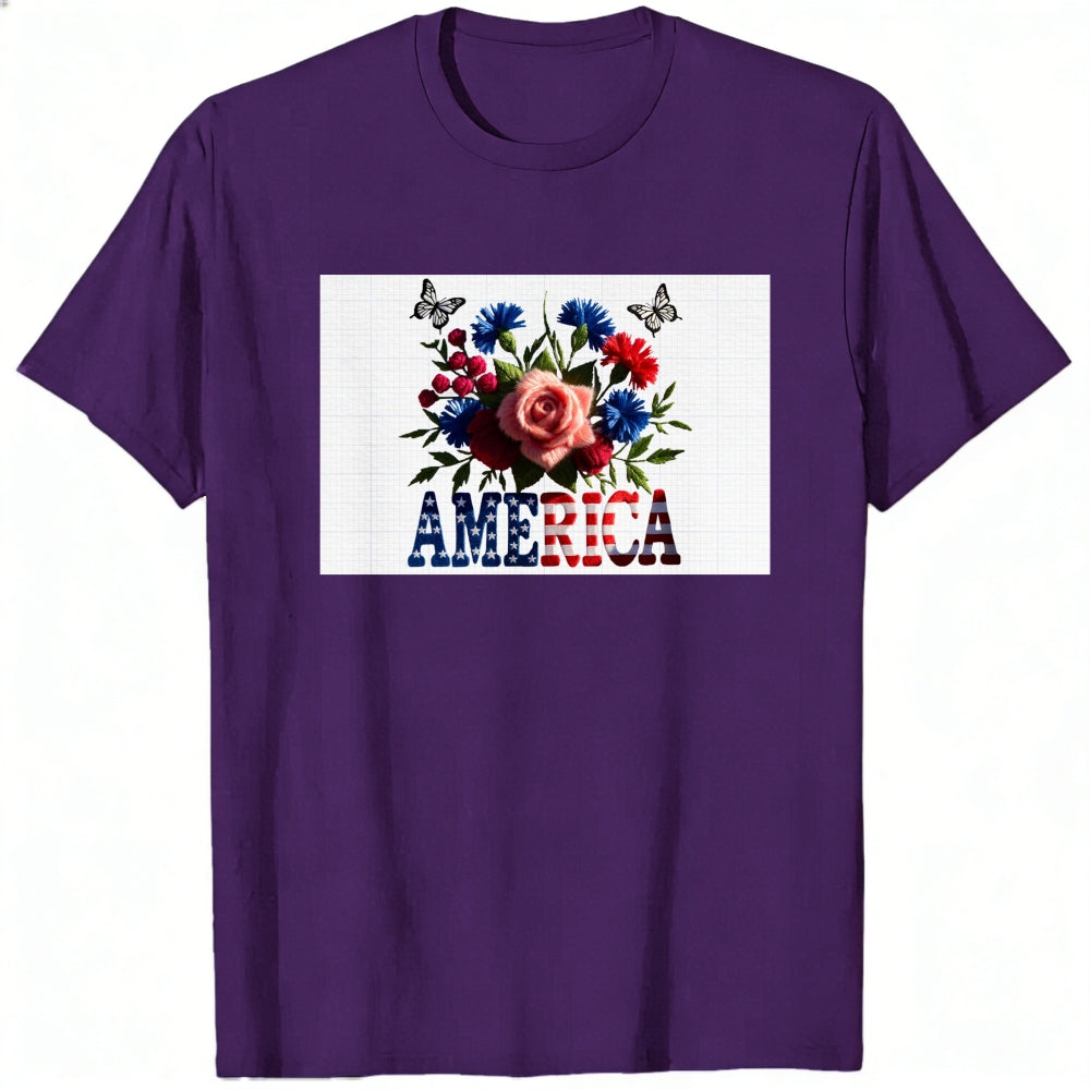 Patriotic Floral Design Classic T-Shirt America