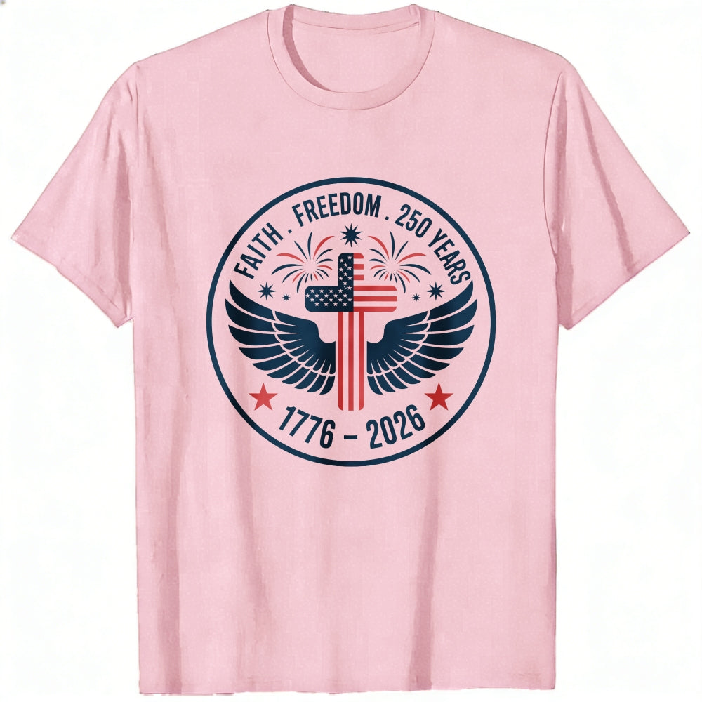 Patriotic American Flag Cross Wings Classic T-Shirt Faith Freedom 250 Years 1776 2026