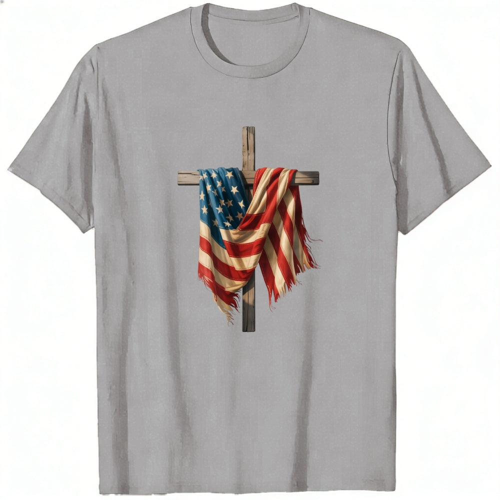 Patriotic American Flag Cross Classic T-Shirt