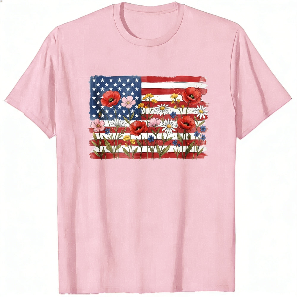 Floral American Flag Classic T-Shirt