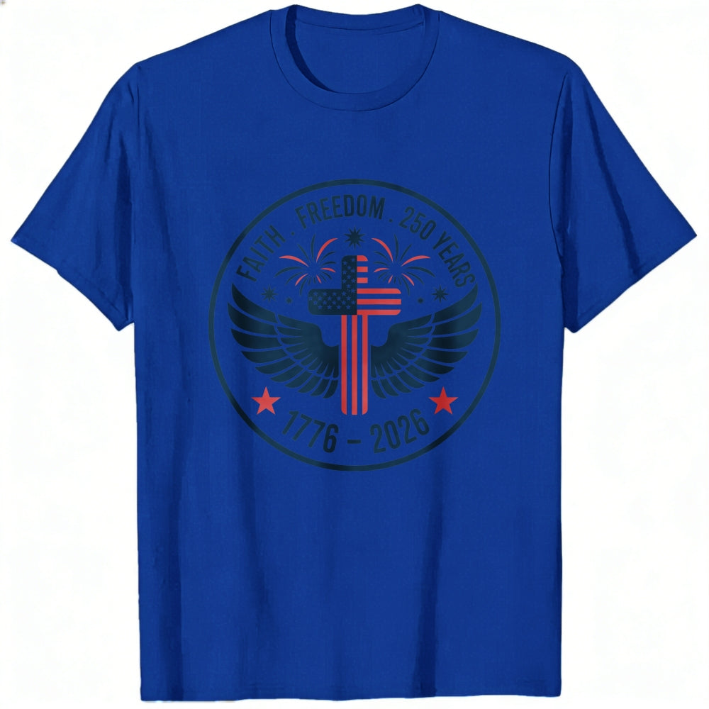 Patriotic American Flag Cross Wings Classic T-Shirt Faith Freedom 250 Years 1776 2026