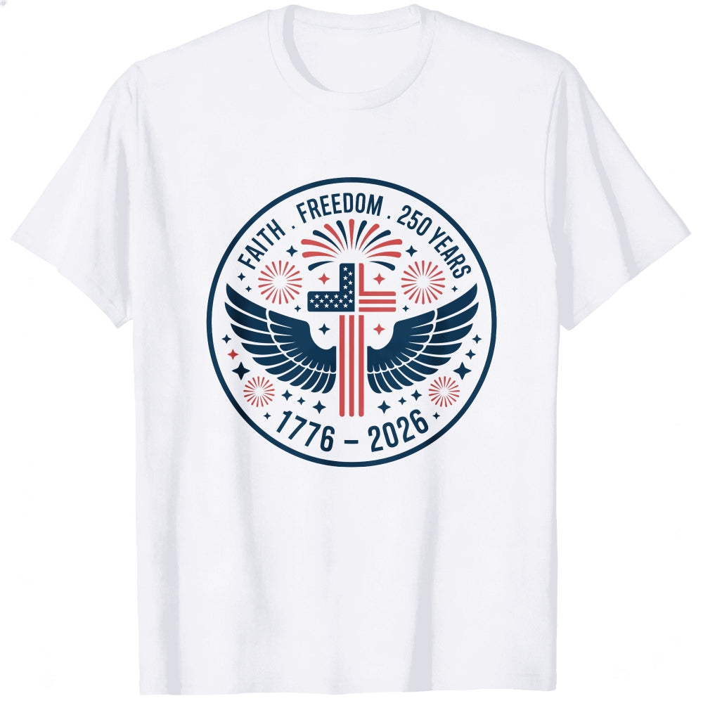 Patriotic American Eagle And Cross Classic T-Shirt Faith Freedom 250 Years 1776 2026