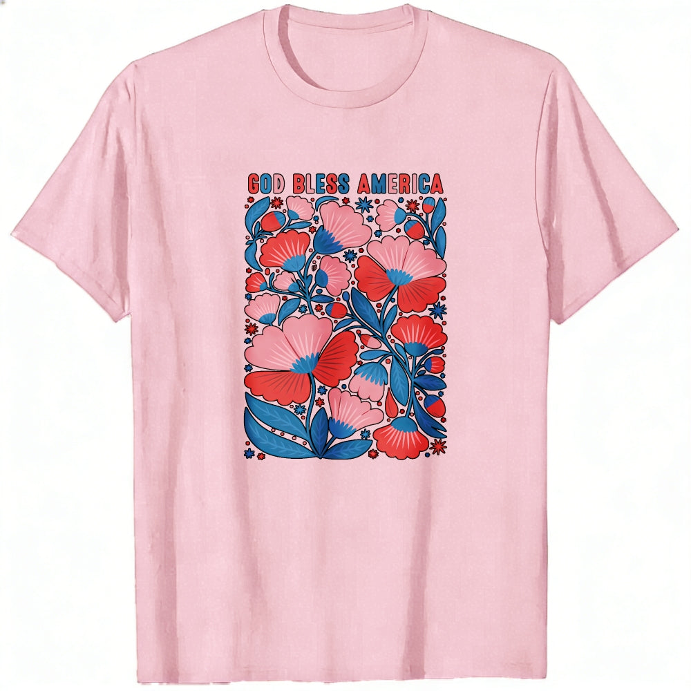Patriotic Floral Design Classic T-Shirt God Bless America