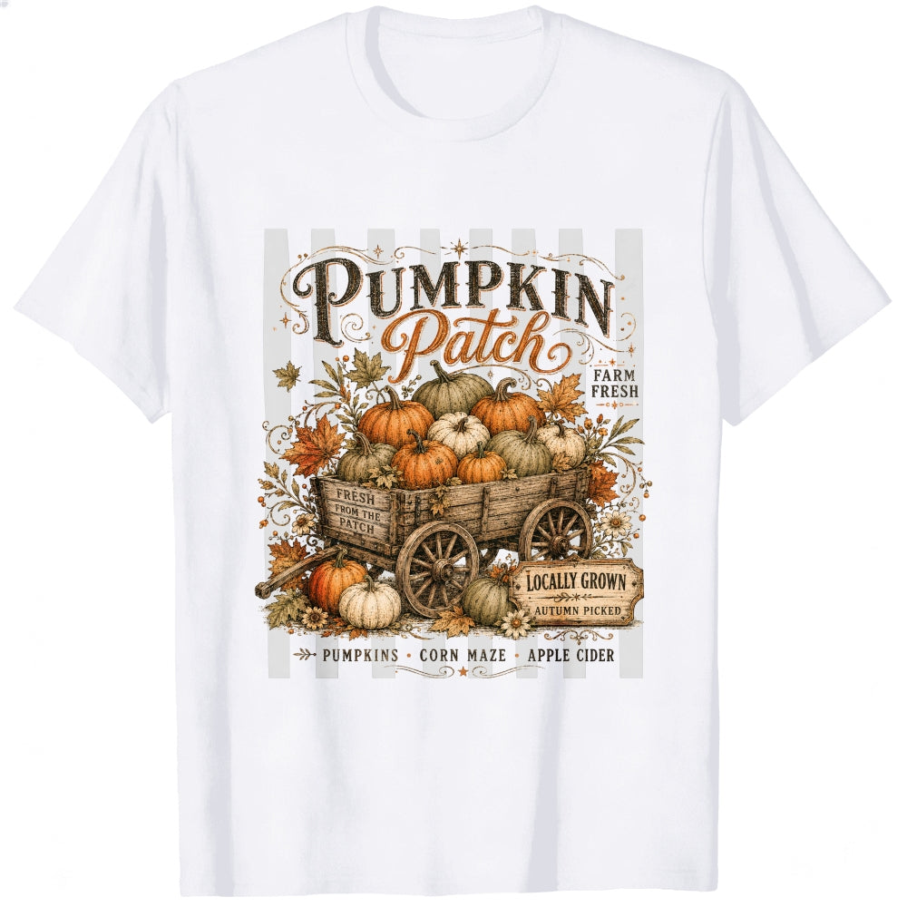 Vintage Autumn Harvest Pumpkin Patch Wagon Classic T-Shirt Locally Grown Fall Decor
