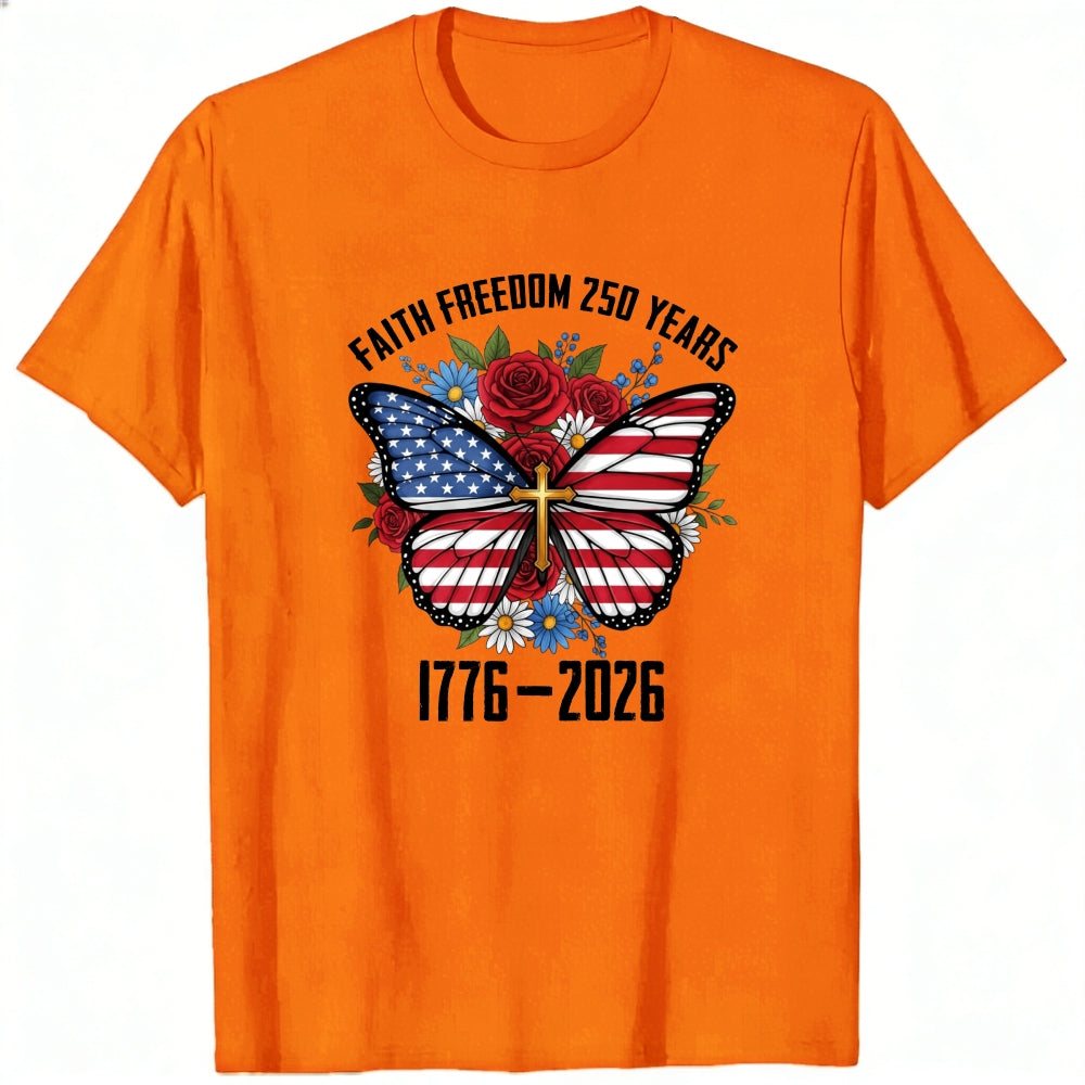 Patriotic Butterfly With American Flag And Roses Classic T-Shirt Faith Freedom 250 Years 1776 2026