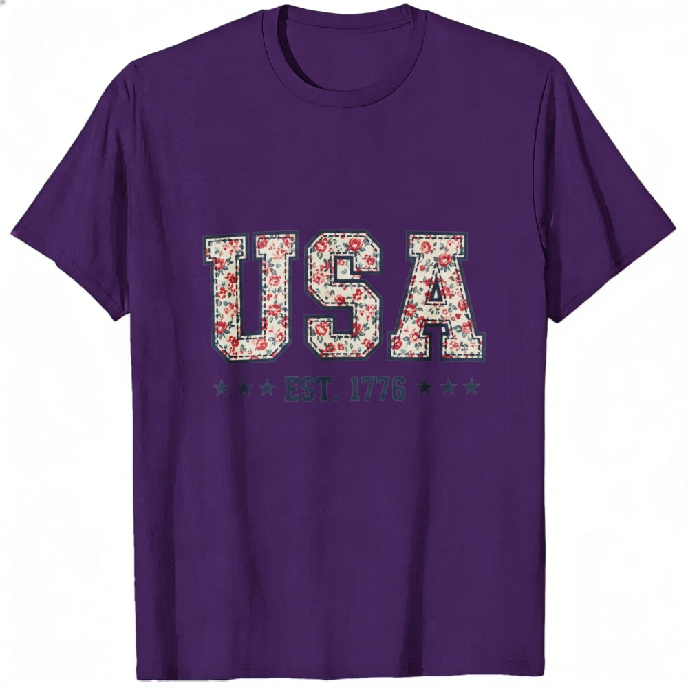 Floral Pattern Usa Est 1776 Classic T-Shirt