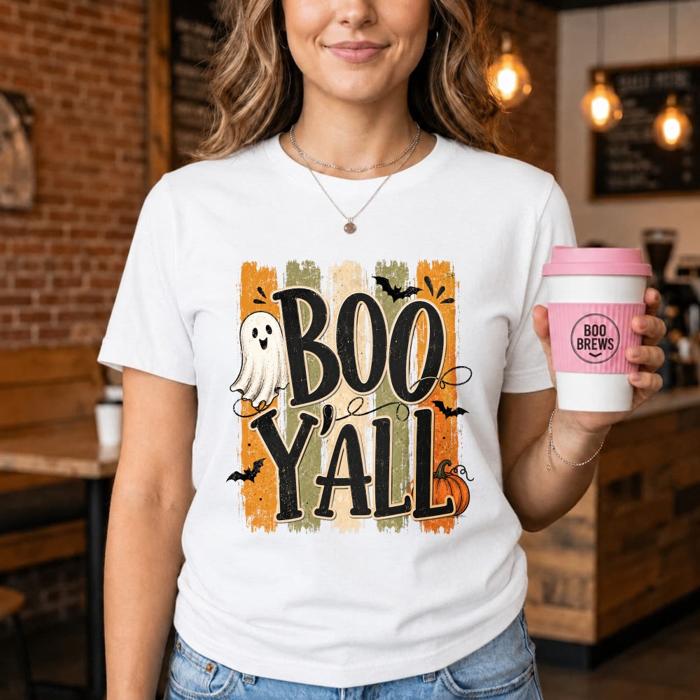 Vintage Halloween Boo Yall Ghost Pumpkin Bat Classic T-Shirt