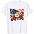 Patriotic American Flag And Flowers Classic T-Shirt