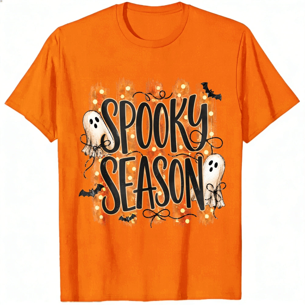 Halloween Spooky Season Ghosts Bats Orange Stripes Classic T-Shirt