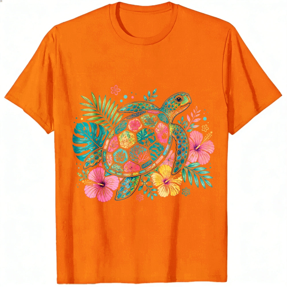 Tropical Floral Sea Turtle Classic T-Shirt