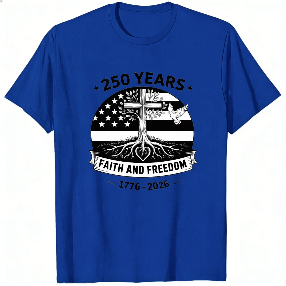 American Flag Cross Tree Faith And Freedom 250 Years Classic T-Shirt