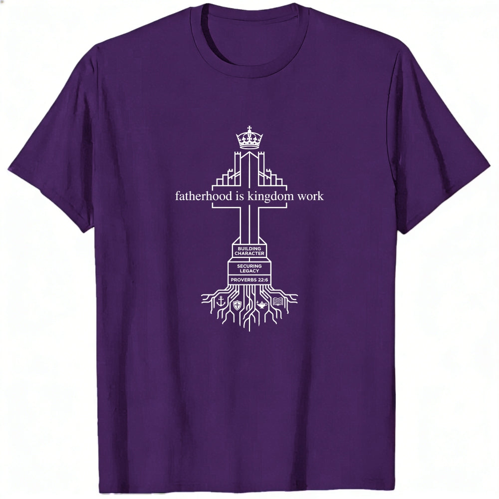 Black Classic T-Shirt Fatherhood Is Kingdom Work Cross With Roots Design