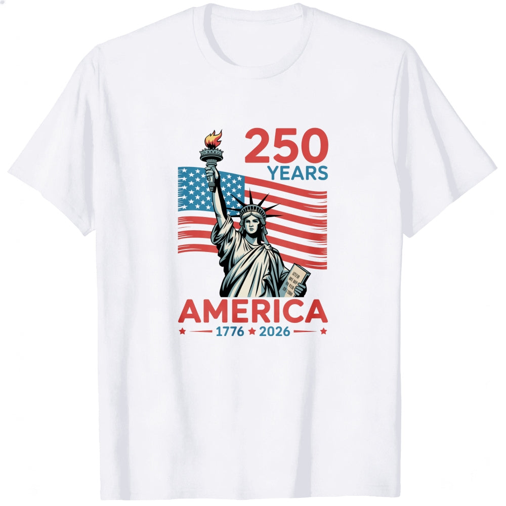 Patriotic Design Classic T-Shirt America 250 Years 1776 2026 Statue Of Liberty Flag