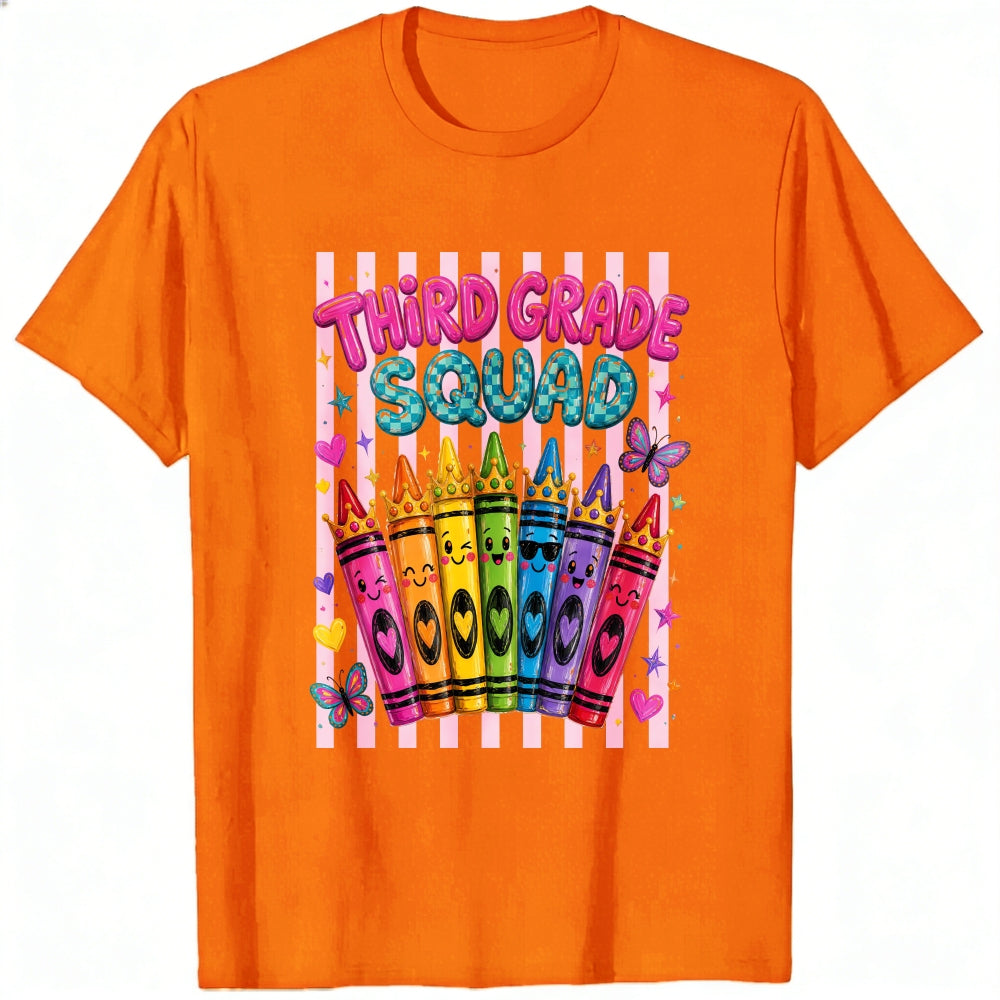 Cute Kawaii Style Classic T-Shirt Third Grade Squad Rainbow Crayons