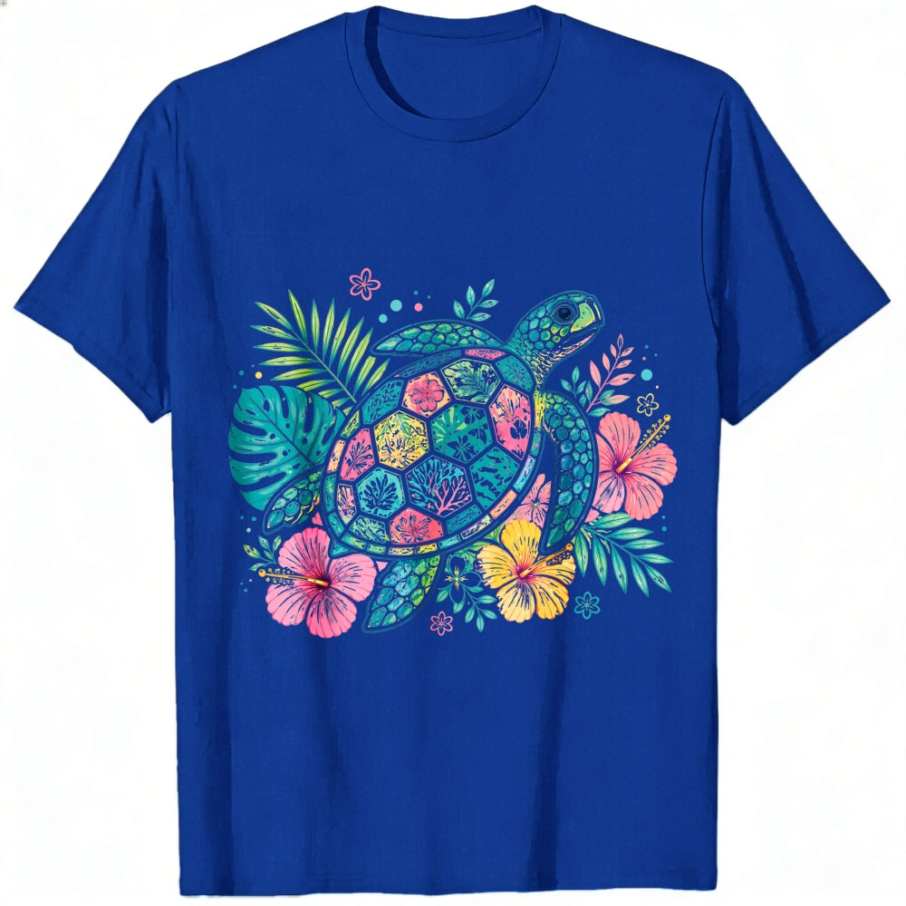Tropical Floral Sea Turtle Classic T-Shirt