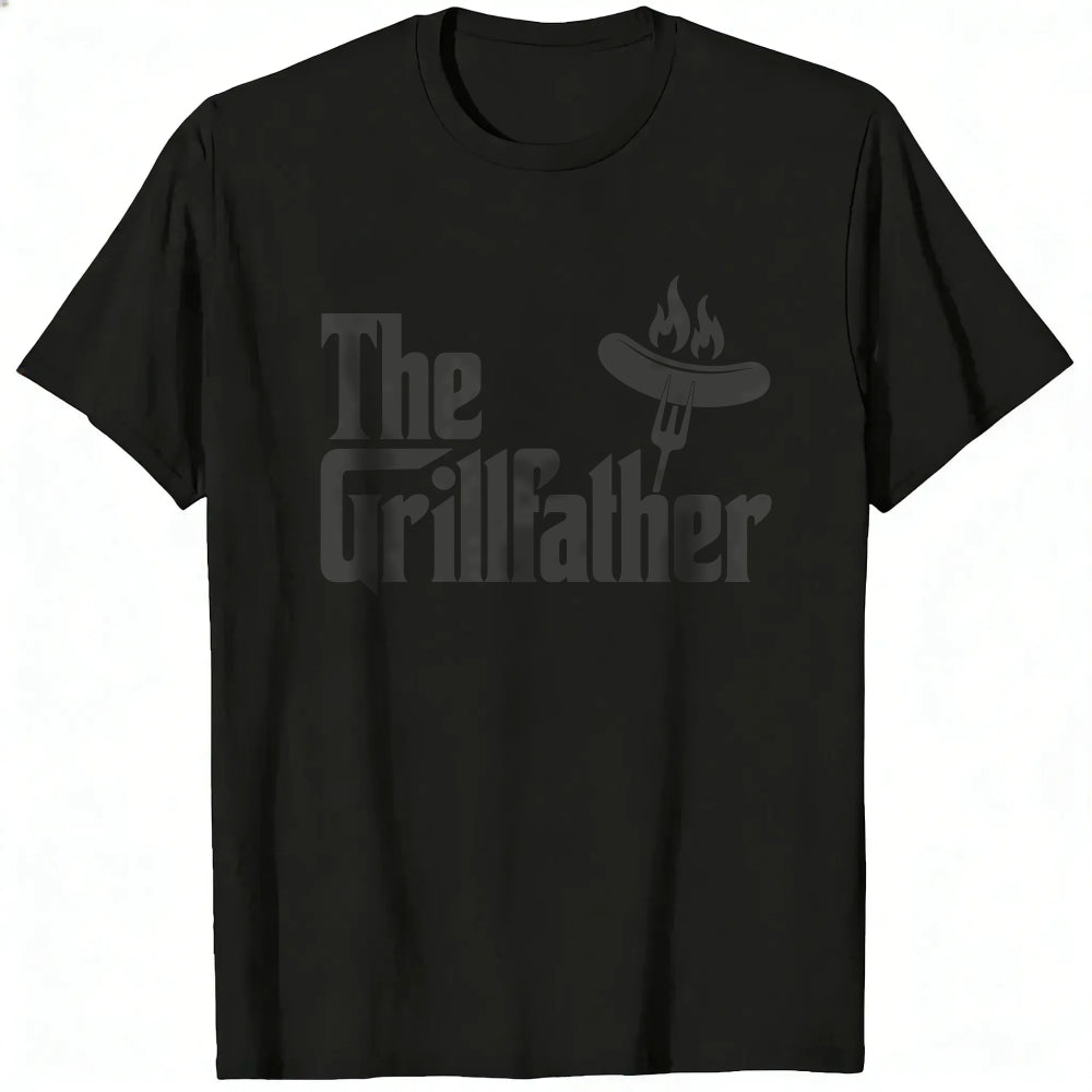 Casual Style Classic T-Shirt The Grillfather Sausage On Fork With Flames