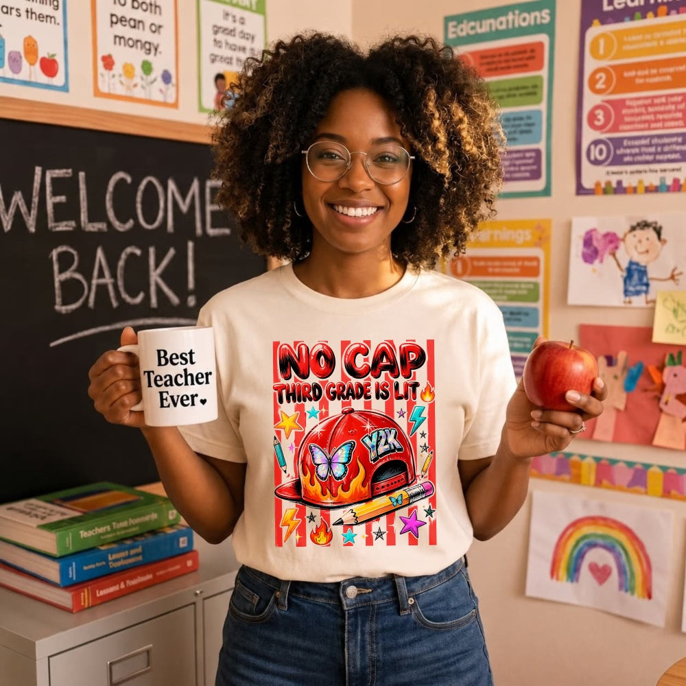 Funny No Cap Third Grade Is Lit Graphic Classic T-Shirt