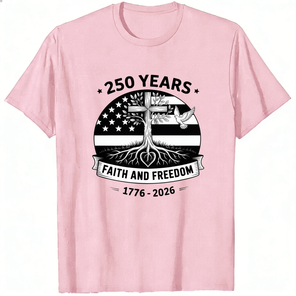 American Flag Cross Tree Faith And Freedom 250 Years Classic T-Shirt