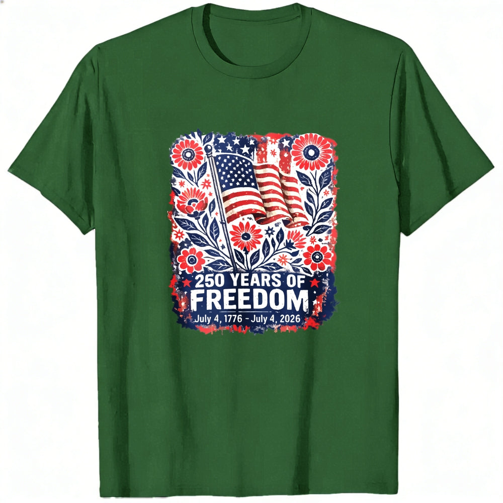 Patriotic Floral Design Classic T-Shirt 250 Years Of Freedom July 4 1776 July 4 2026