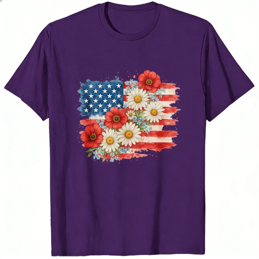 American Flag Floral Design Classic T-Shirt